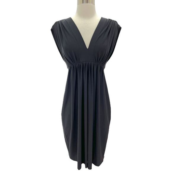 Norma Kamali Charcoal V-Neck Midi Dress - Picture 1 of 9